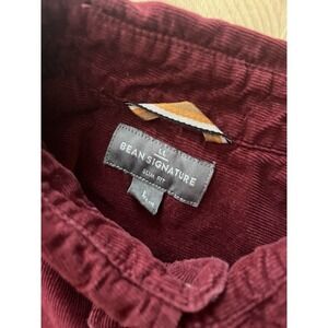 LL Bean Signature Men's Slim Fit Corduroy Shirt Red Long Sleeve Size Large